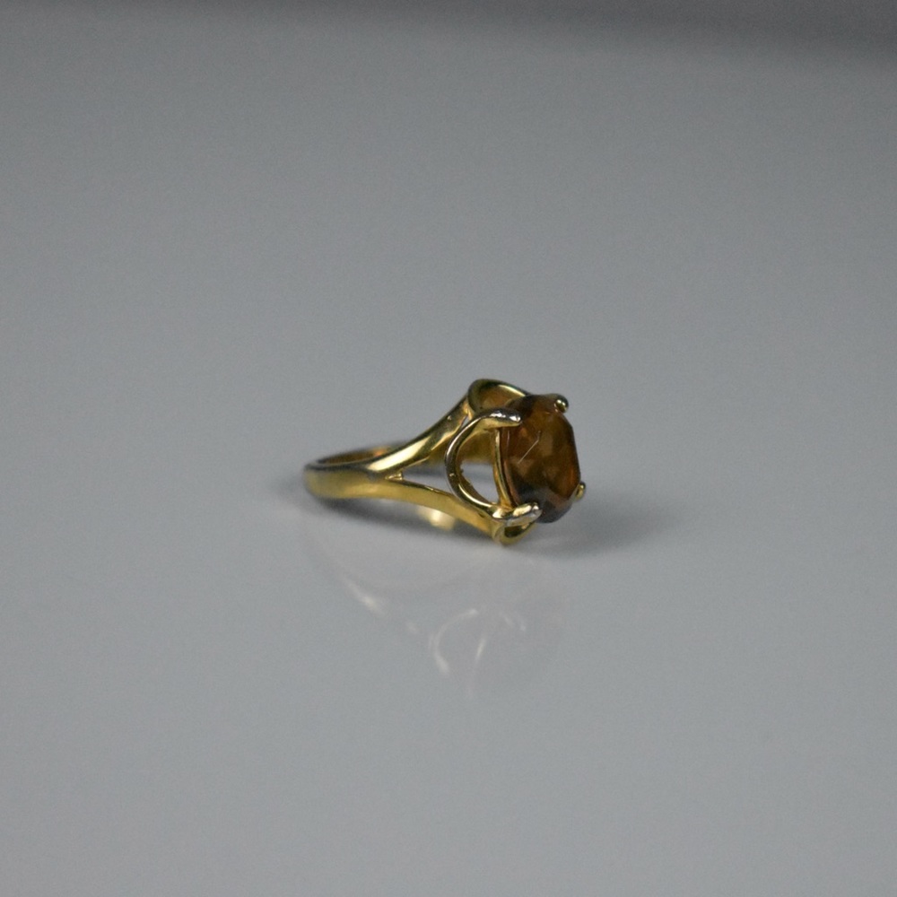 18K G.E. Amber glass stone gold ring - Picture 13 of 17